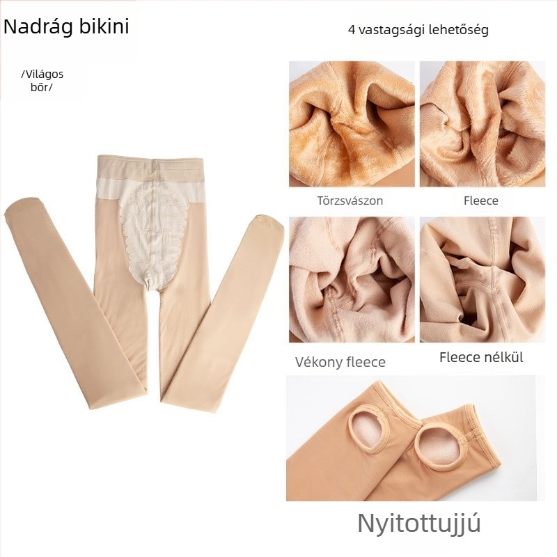 Nylon harisnya, egységes minta, bikini kivágás, vastagított, szexi stílus