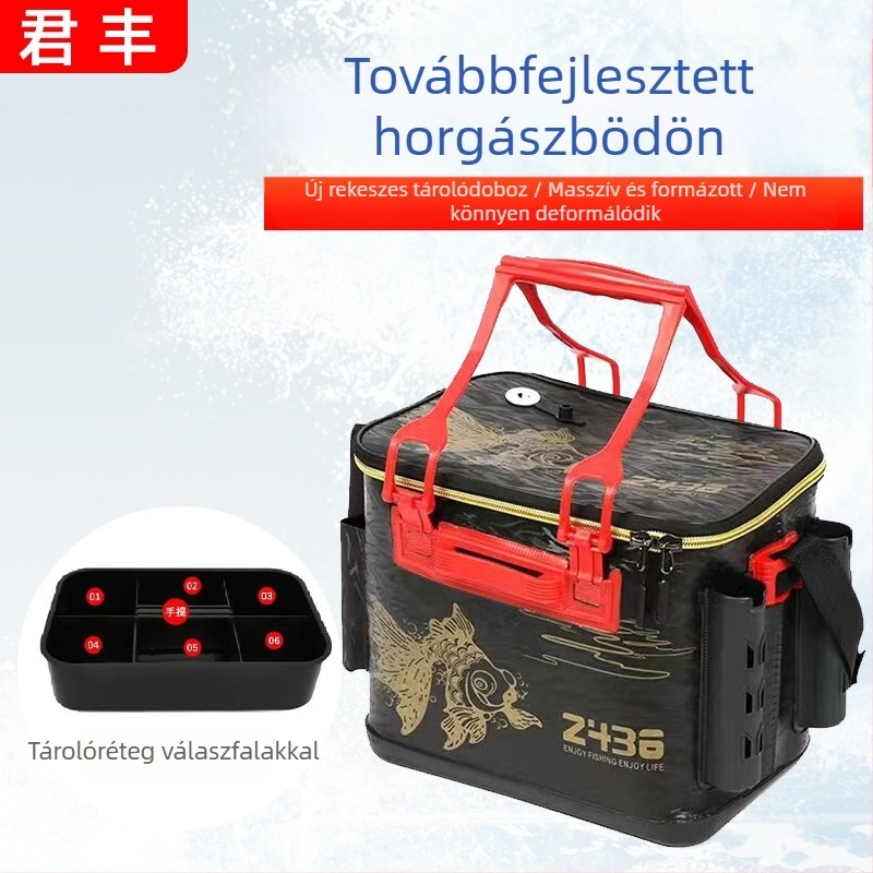 EVA horgász kanna csali-dobozzal, összecsukható víztartó kanna és halak tároló doboz