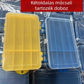 Horgász kellékek doboza, műcsali tároló, kétoldalas csalihordó, hordozható kétszintes puha csalihordó