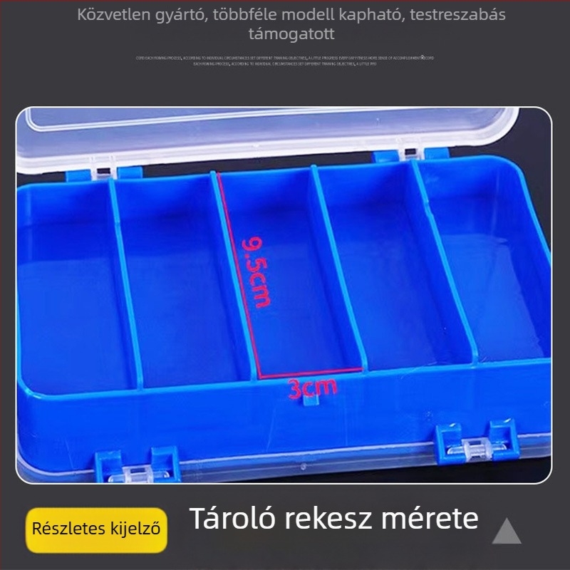 Horgász kellékek doboza, műcsali tároló, kétoldalas csalihordó, hordozható kétszintes puha csalihordó