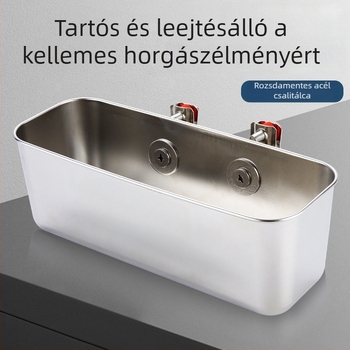 Rozsdamentes acélból készült csónak etetőtál élőcsali tartóval és tárolóval