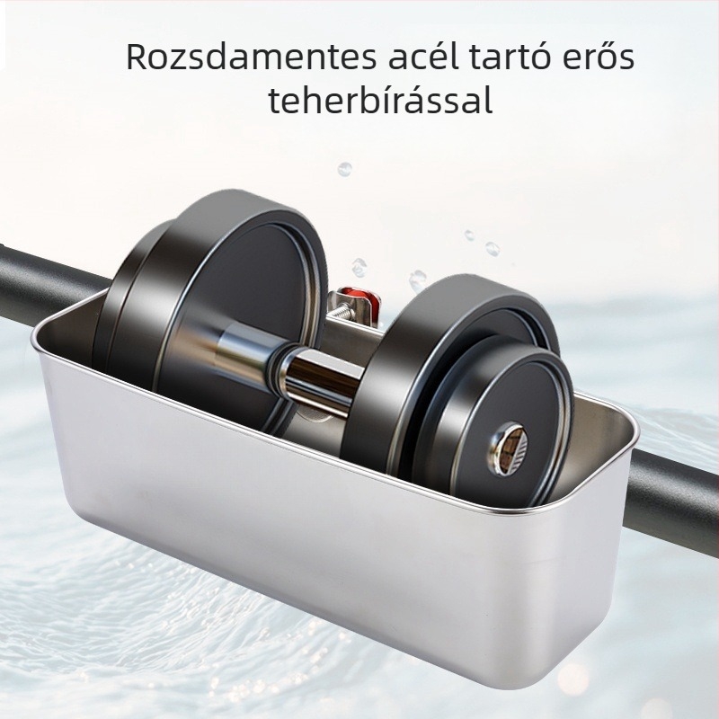 Rozsdamentes acélból készült csónak etetőtál élőcsali tartóval és tárolóval
