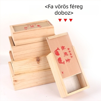 Fából készült élő csali doboz kihúzható rekesszel; vörös- és földigiliszták, homoki férgek számára; méretek: nagy, közepes, kis
