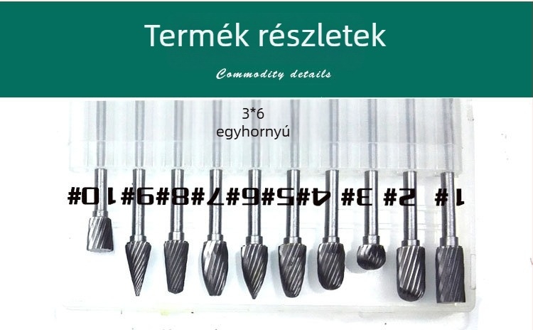 Volfránium acélból készült marófej, keményfémes forgóreszelő fa- és fémgravírozáshoz, gyökérfaragáshoz és fa gravírozáshoz, egy- és kétszeres vágás