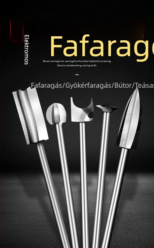 Elektromos faragókészlet fehér acél pengékkel — faragó és gyökérfaragó eszközök, marófejek