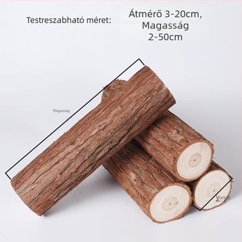 Kandalló dekoráció: fa rudak természetes háttérrel és bőrdíszítő elemekkel