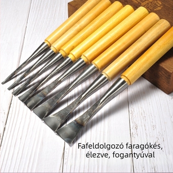 Kézi fafaragó kés fa markolattal részletgazdag relieffaragáshoz