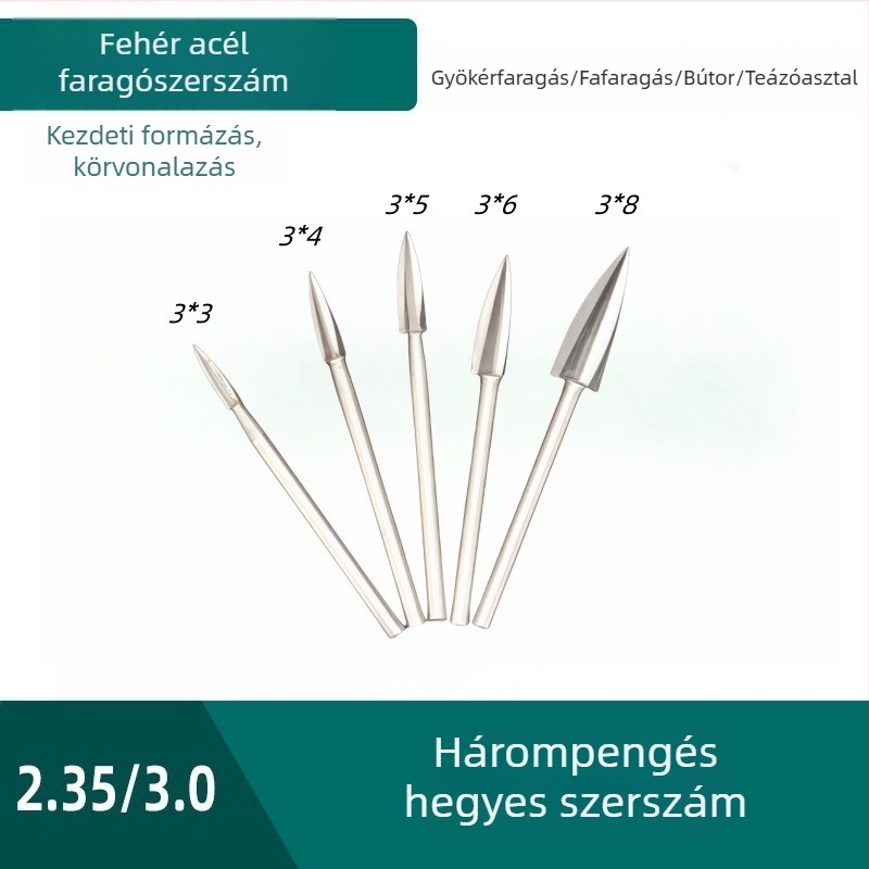 5 részes faipari faragókészlet bútorokhoz és gyökérfa faragásához, csiszoláshoz és polírozáshoz, elektromos maró- és fúrófejek