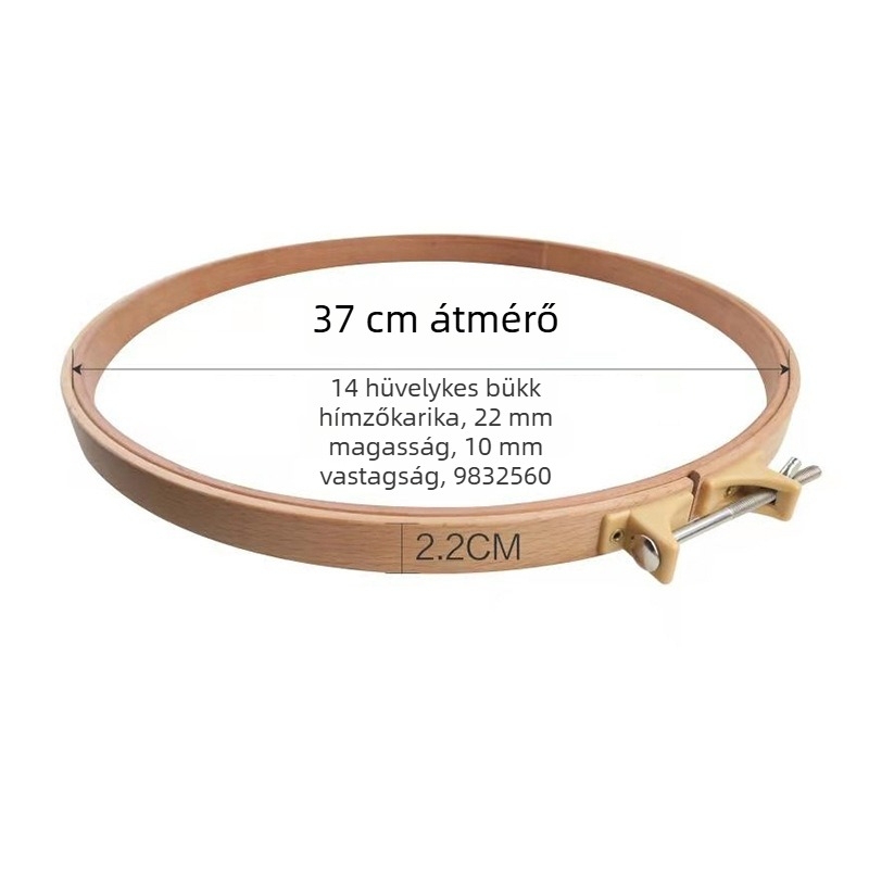 22 mm széles bükkfa hímzőkeret, dekoratív keret festményhez, átmérő 37 cm, modell 9832560