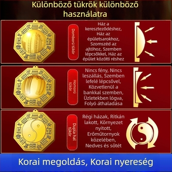 Réz konvex és konkáv tükör bejárathoz, otthoni dekoráció geometriai mintával