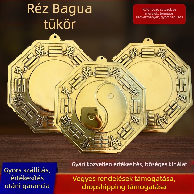 Réz konvex és konkáv tükör bejárathoz, otthoni dekoráció geometriai mintával