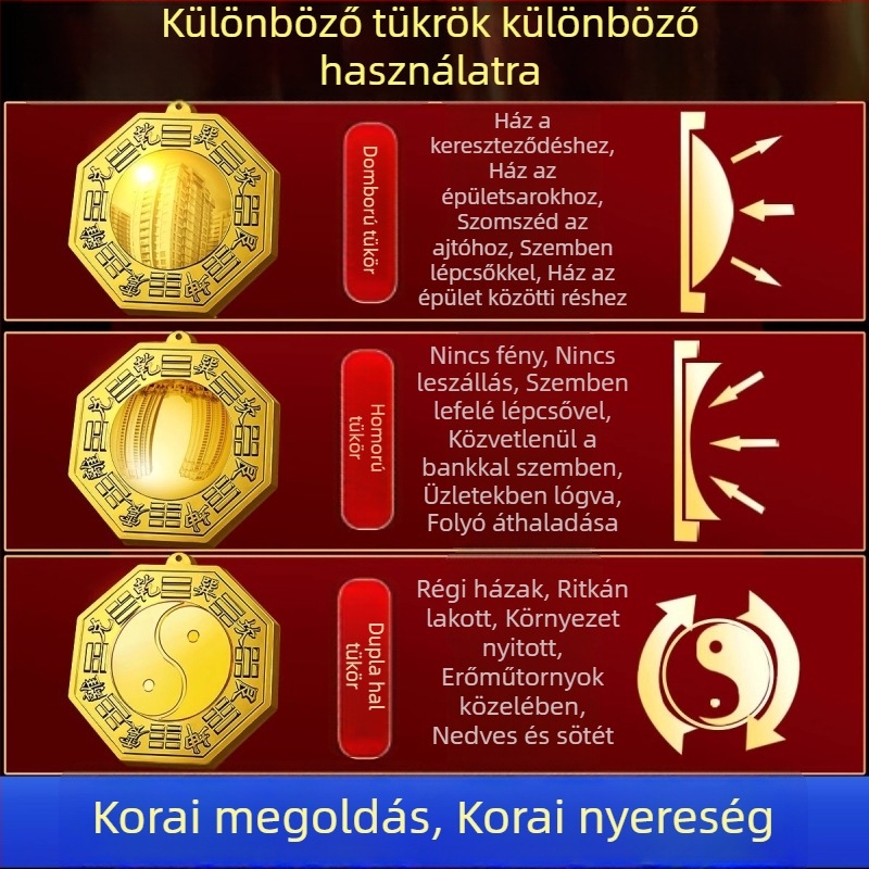 Réz konvex és konkáv tükör bejárathoz, otthoni dekoráció geometriai mintával