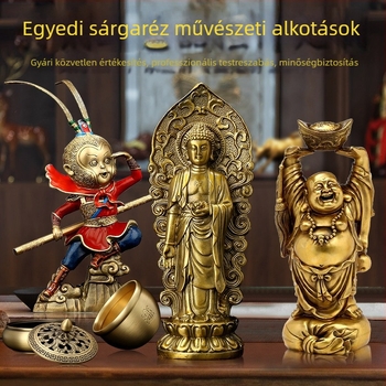 Réz Buddha szobor – egyedi készítésű dísztárgy, építészeti fém modell, szuvenír