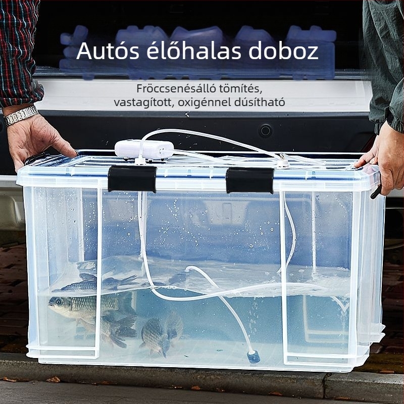 Zárt, járműre szerelt élő halak szállító doboz, kültéri használatra, nagy kapacitású, oxigénezett tengeri ételek és vízi termékek szállítására