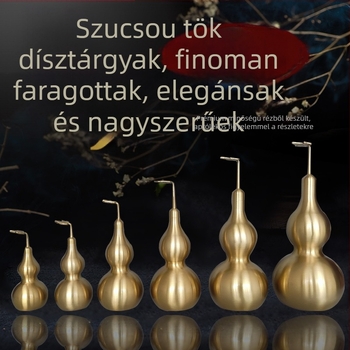 Réz Bagua tök dísz, fedéllel és levél motívummal, otthoni dekorációhoz