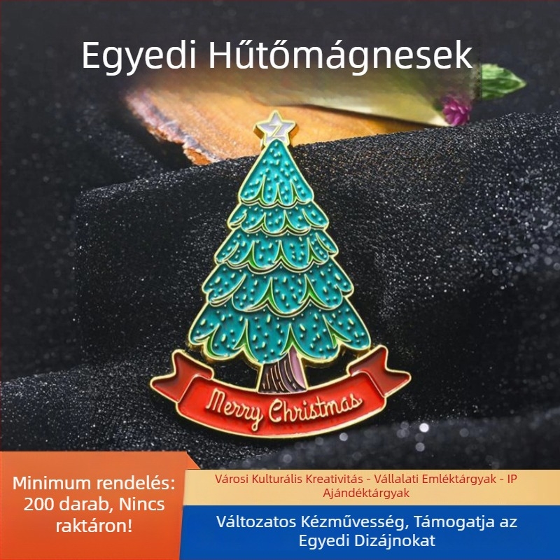 Személyre szabható zománcozott fém hűtőmágnesek - karácsonyfa díszek, mágneses dekorációk
