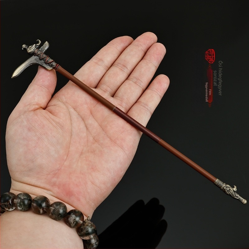 Teljesen fém fegyvermodell: Jin állam réz halberd, 22 cm, ötvözet