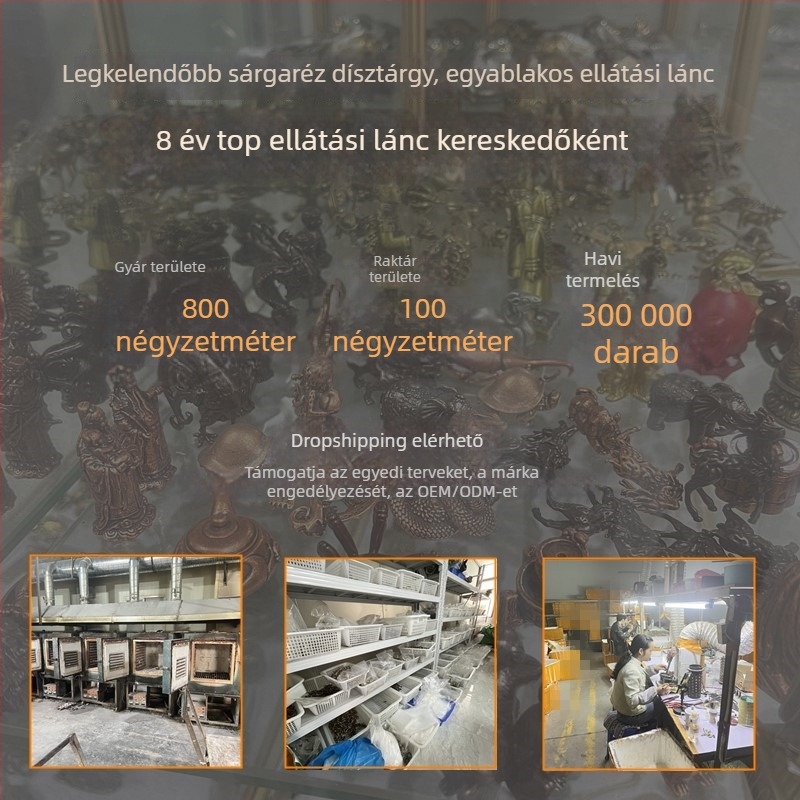 Sárgaréz asztali sárkányfigura – kézzel készített mitikus dekoratív darab