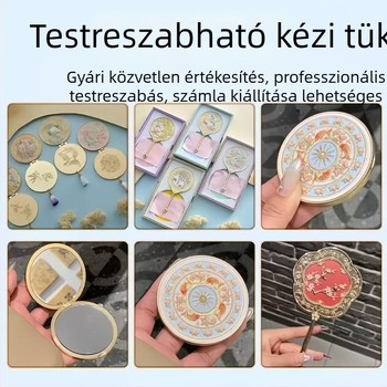 Fémes kozmetikai tükör – kézben tartható, személyre szabott kulturális-kreatív antik stílusú szuvenír múzeumnak