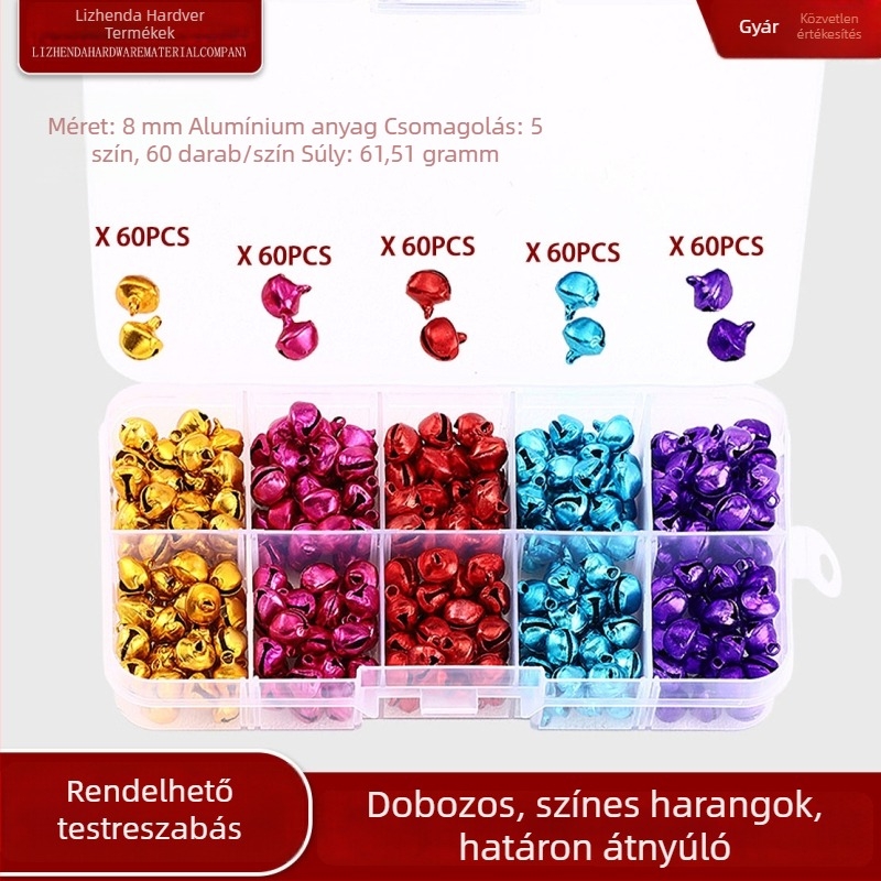 Dobozos karácsonyi fémharangok, alumínium harangok óvodai oktatáshoz, szezámmag-harangok, DIY díszek, kerek harangok, modern minimalista stílus