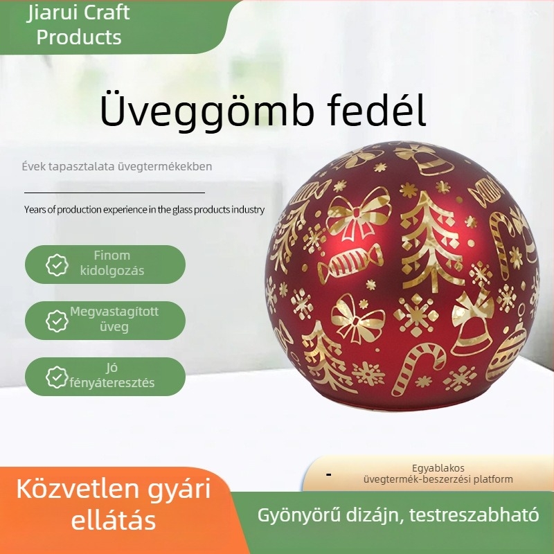 Üveggömb burkolat, karácsonyi festett gömb, függő dísz a karácsonyfára