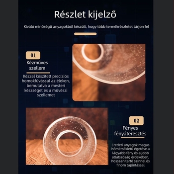 Átlátszó buborékos üveg lámpabúra, egyenes, asztali, fal- és állólámpákhoz, valamint kültéri lámpákhoz