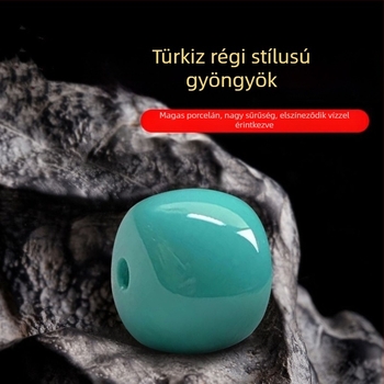 Természetes türkiz gyöngyök, régi stílusú hordó alakú gyöngyökkel, csillag- és hold alakú távtartókkal, szabad gyöngyök