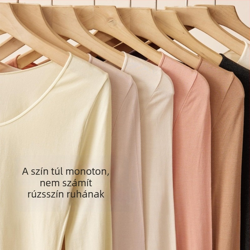 2052 Slim-fit hosszú ujjú felső kerek nyakkal, meleg, vékony modal anyagból, őszi-téli alapréteg