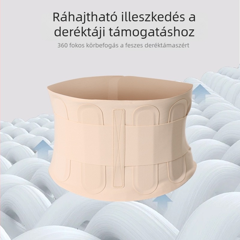 Biomimikus légáteresztő deréktartó öv bőrbarát felülettel, hasi kompresszióval és kettős nyomással