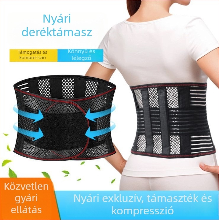 Önmelegedő hálós acéllemezes ágyéki öv hát- és hasvédelmére