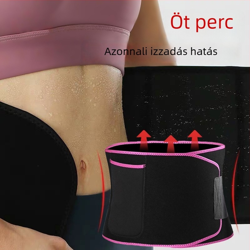 Jóga dereköv ezüstionokkal, lélegző izzadságfelszívó, hasi zsebbel, neoprénből készült edzésöv