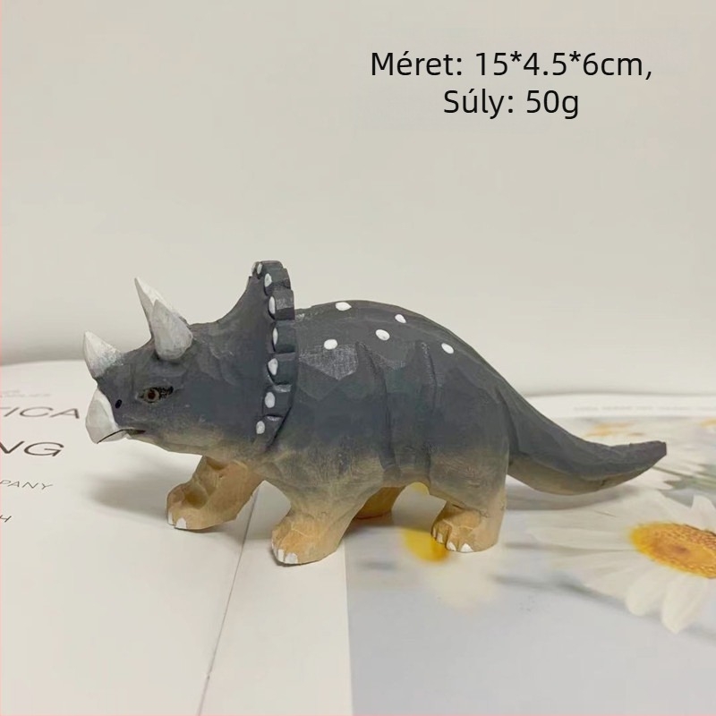 Bükkfa faragott dinoszaurusz dísz – otthoni dekoráció, ajándék, kreatív kézműves
