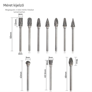 3×6 mm karbid wolfránium acél csiszolófej forgó faragáshoz