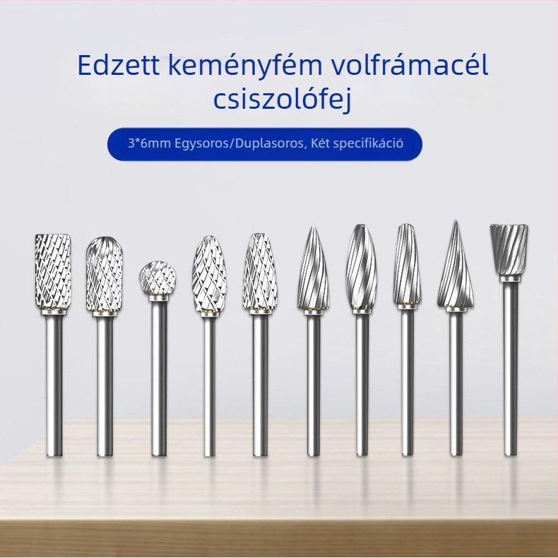 3×6 mm karbid wolfránium acél csiszolófej forgó faragáshoz