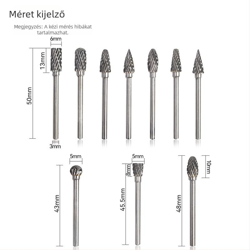 3×6 mm karbid wolfránium acél csiszolófej forgó faragáshoz