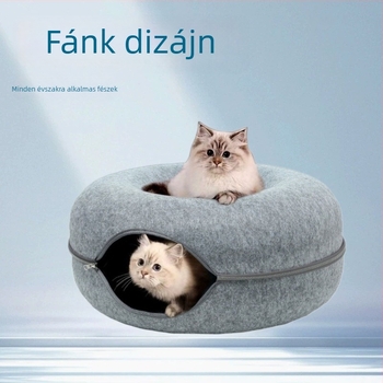 Donut alakú macskapárna filcből, minden évszakra, macskaalagúttal