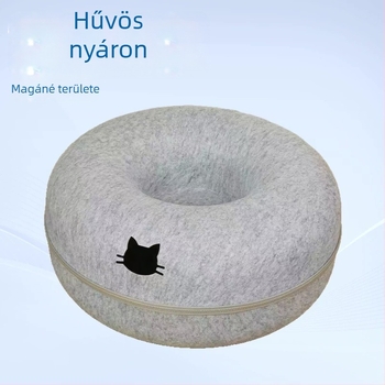 Donut alakú macskapárna filcből, minden évszakra, macskaalagúttal