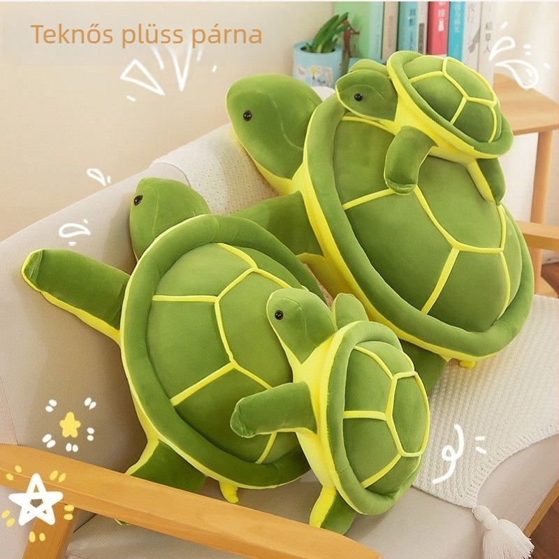 Teknősbéka plüss - puha párna, otthoni dekoráció, megnyugtató társ, aranyos ajándék