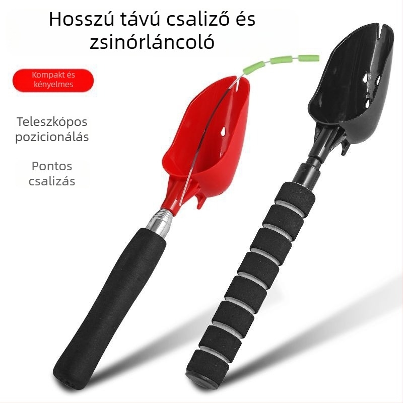 Hosszabbítható etetőkanál horgászathoz, hosszú dobásokhoz, nagy fejű