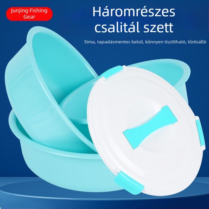 Személyre szabott háromrészes etetőmedencés készlet horgászathoz fedéllel