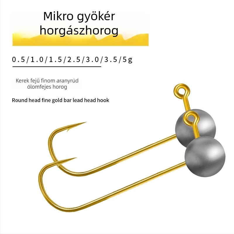 Ólomfejes horog, méret 6/8, arany színű, zöldes részletekkel, horgászathoz