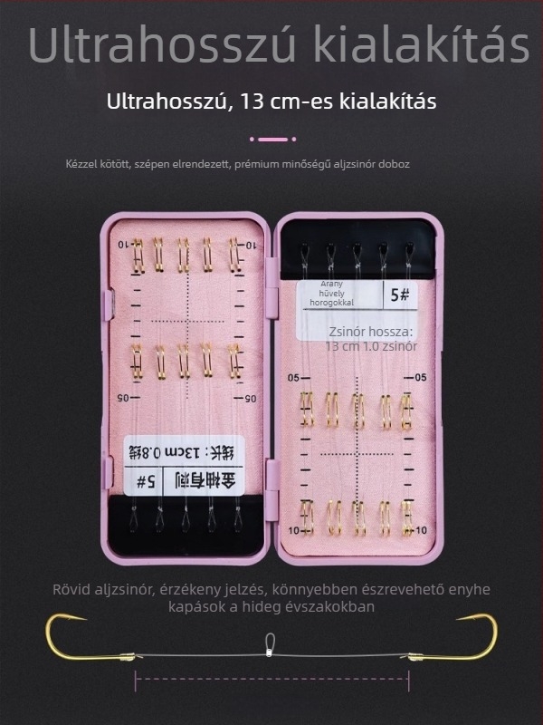 Ultra rövid alhálóval ellátott kettős horog arany hüvelyével — kész horgászati horog édesvízi halakhoz