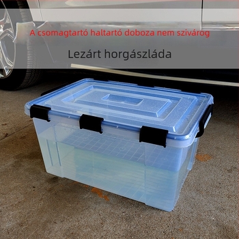 Átlátszó, téglalap alakú élőhal-szállító doboz, szivárgásmentes autóhoz használható, horgászfelszerelés tárolására