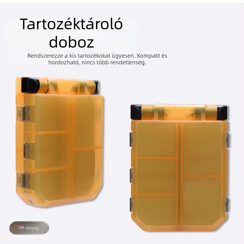 Hordozható műcsali kiegészítő doboz, dupla rekesz a csalikkal és horogokkal