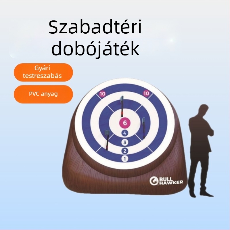 Felfújható PVC darts cél, kültéri dobálós játék, 10 darab darts készlet