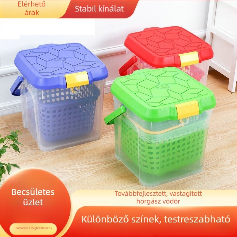 Újragondolt vízvödör vastag falú, kiváló minőségű tárolóvödör, többfunkciós autómosó vödör, műanyag vödör és horgászati felszerelés tároló doboz