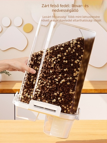 Macska- és kutyaeledel tároló konténer vákuumzárással, nedvességálló