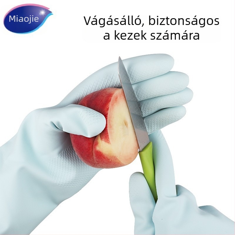 Miaojie női mosogatókesztyűk – tartós gumiból, vízálló, csúszásmentes, 32 cm hosszú, konyhai használatra