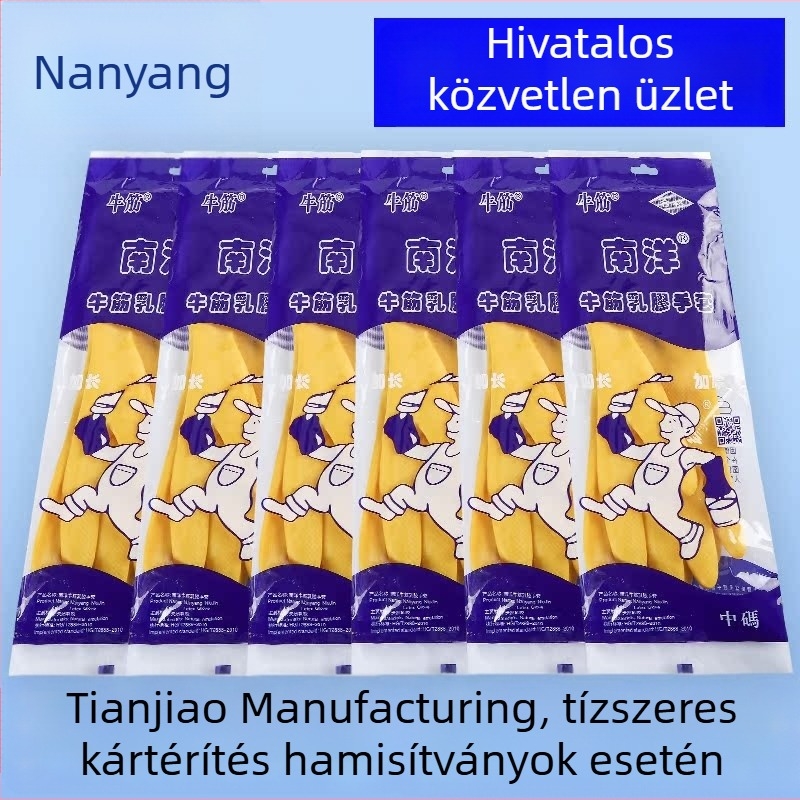 Személyre szabható Tianjiao Nanyang latex munkakesztyűk, vastagított, csúszásmentes, mosogatáshoz és háztartási feladatokhoz