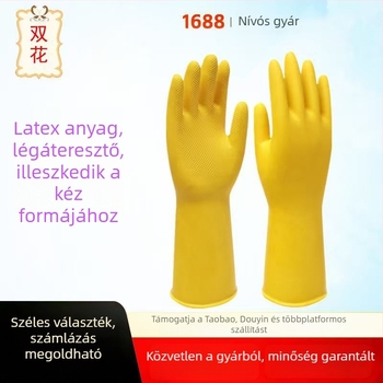 Vastagított latex kesztyű természetes gumiból, vízálló, mosogatáshoz, háztartási feladatokhoz, ruhamosáshoz és autómosáshoz